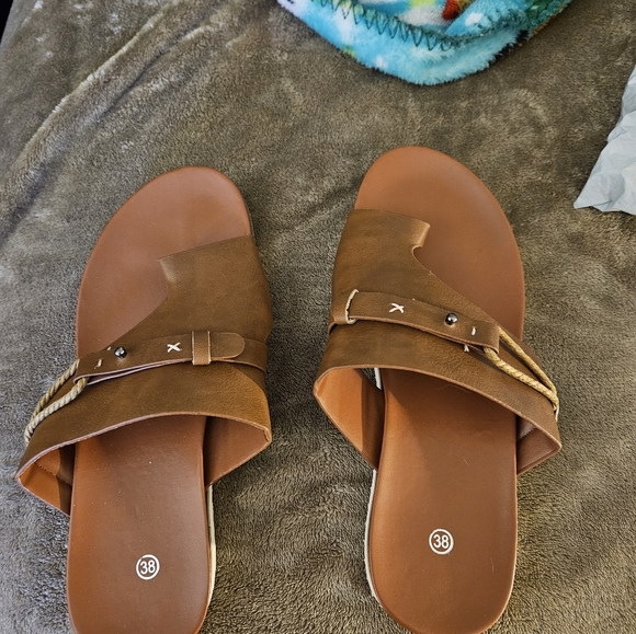 Summer dresses & Sandals, never worn. Sizes lg. Bikini is a lg but runs sm Shoe7 - Picture 1 of 6